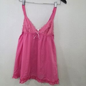 Victoria's Secret Hot Pink Lace-Top Babydoll Chemise